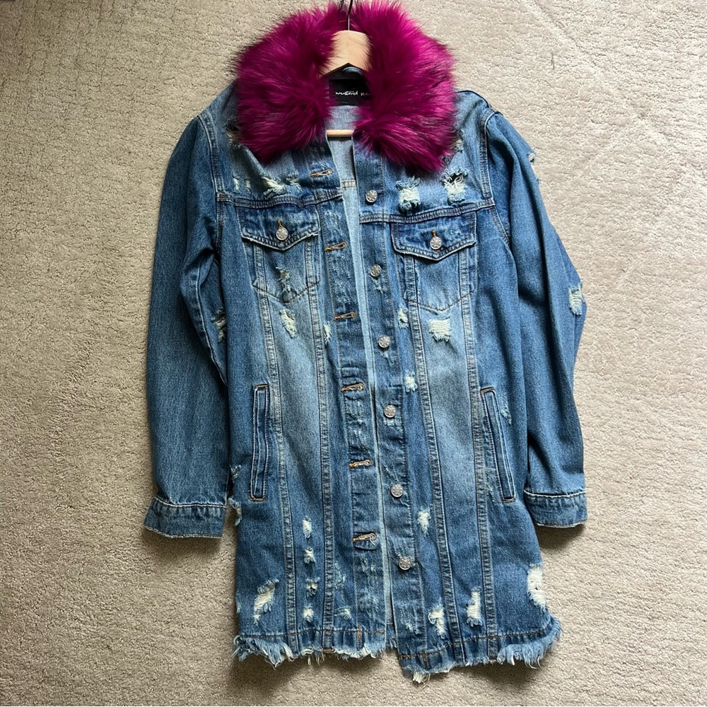 Mustard Seed NWOT Long Distressed Denim Jacket